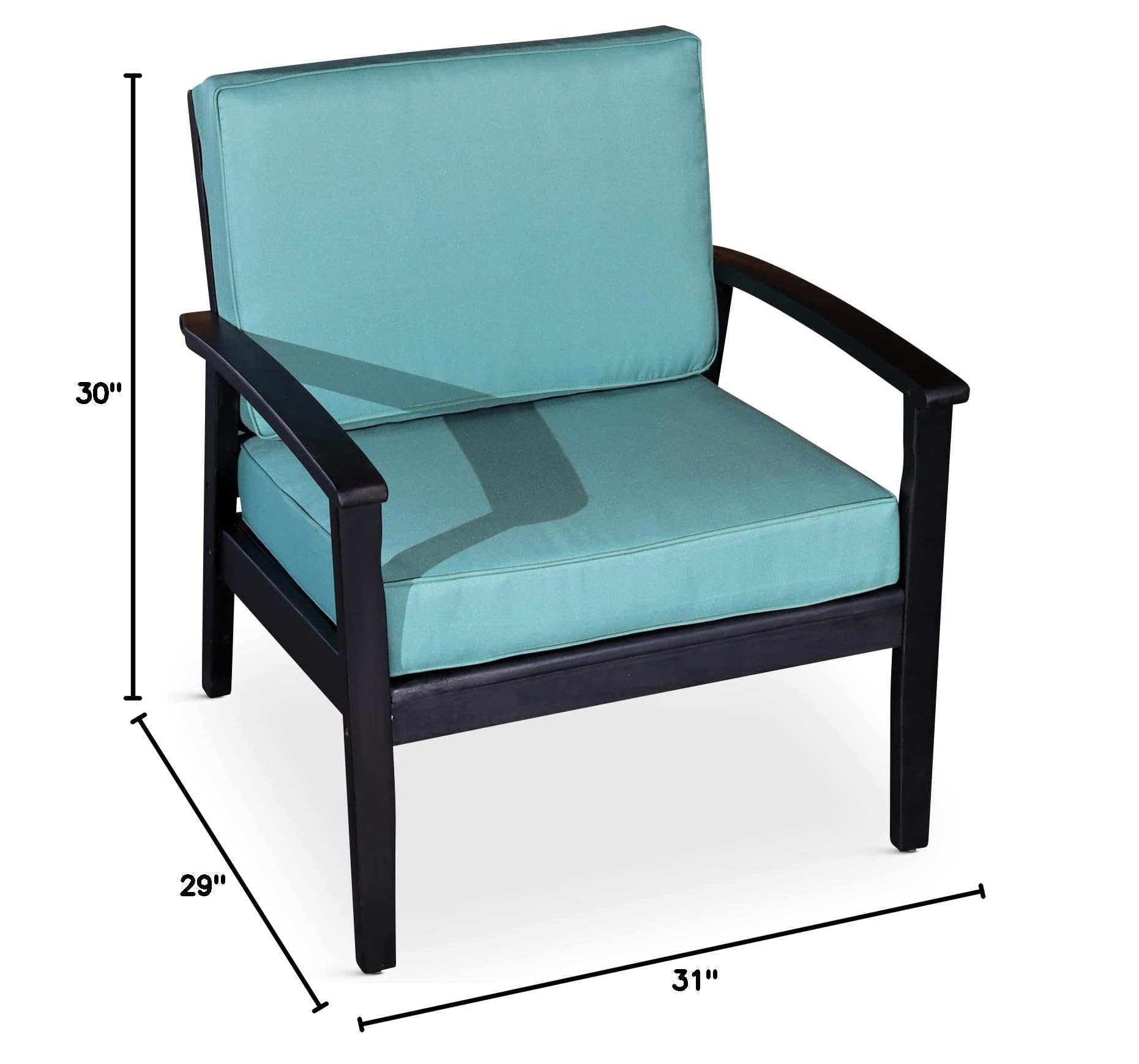 DTY Outdoor Living Longs Peak Deep Seat Eucalyptus Chair - Espresso Finish with Sage Cushions | Patio, Garden, Deck & Poolside Furniture for Relaxing Outdoors