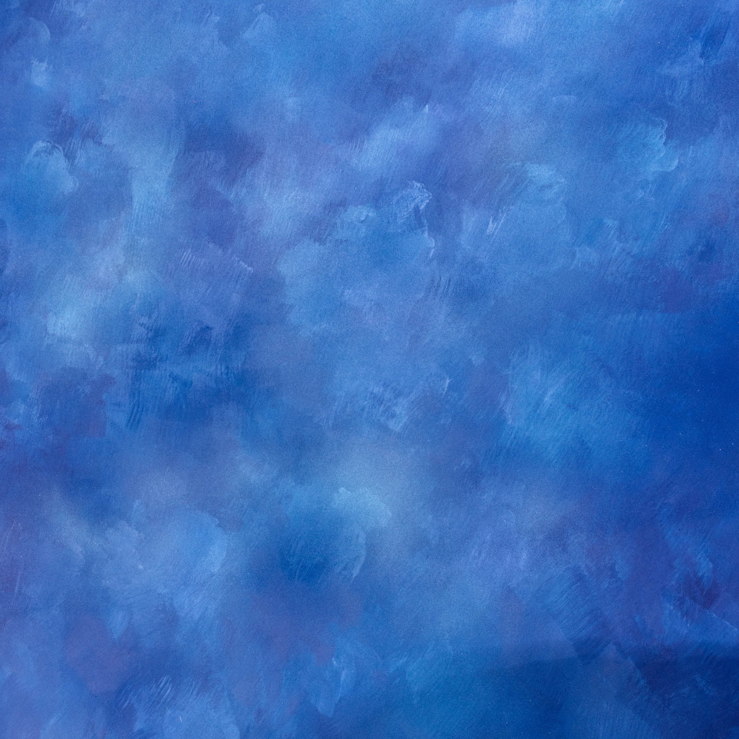 Hand Painted Textured Cloudy Blue Fabric Backdrop 2x3m (6.5x10ft) - Premium Photography Background for Studio, Portraits & Events