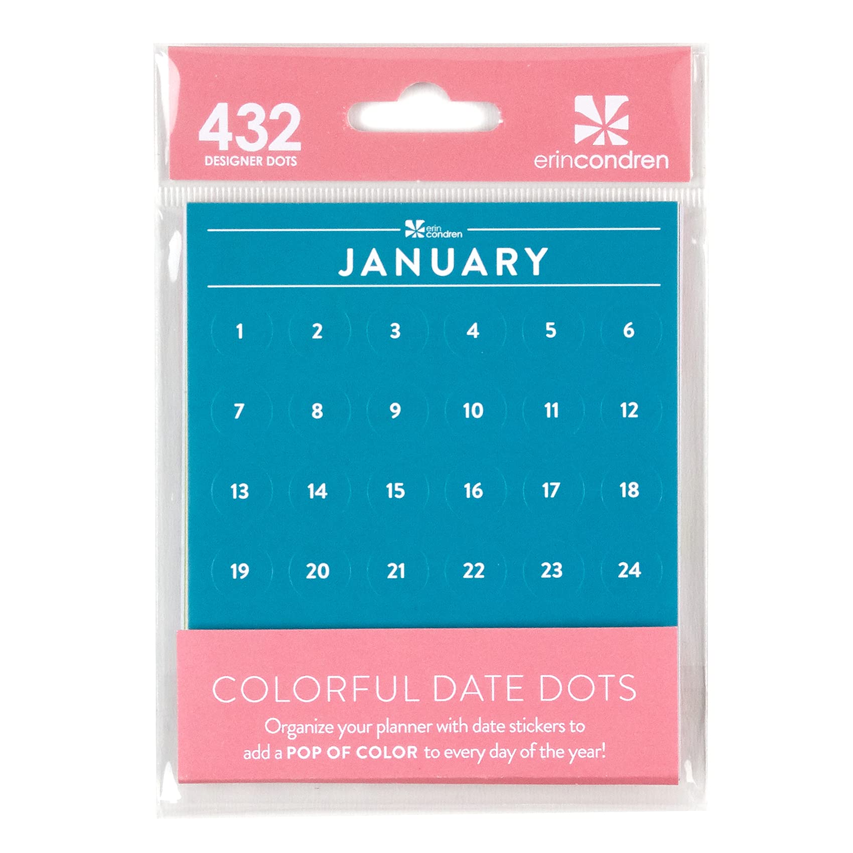 Erin Condren Designer Sticker Sheets - 12 Monthly Colorful Date Dots Stickers (432 Total) for Planners, Notebooks & Journals - Cute Decorative Stickers for Bullet Journaling, Scrapbooking & DIY Organization