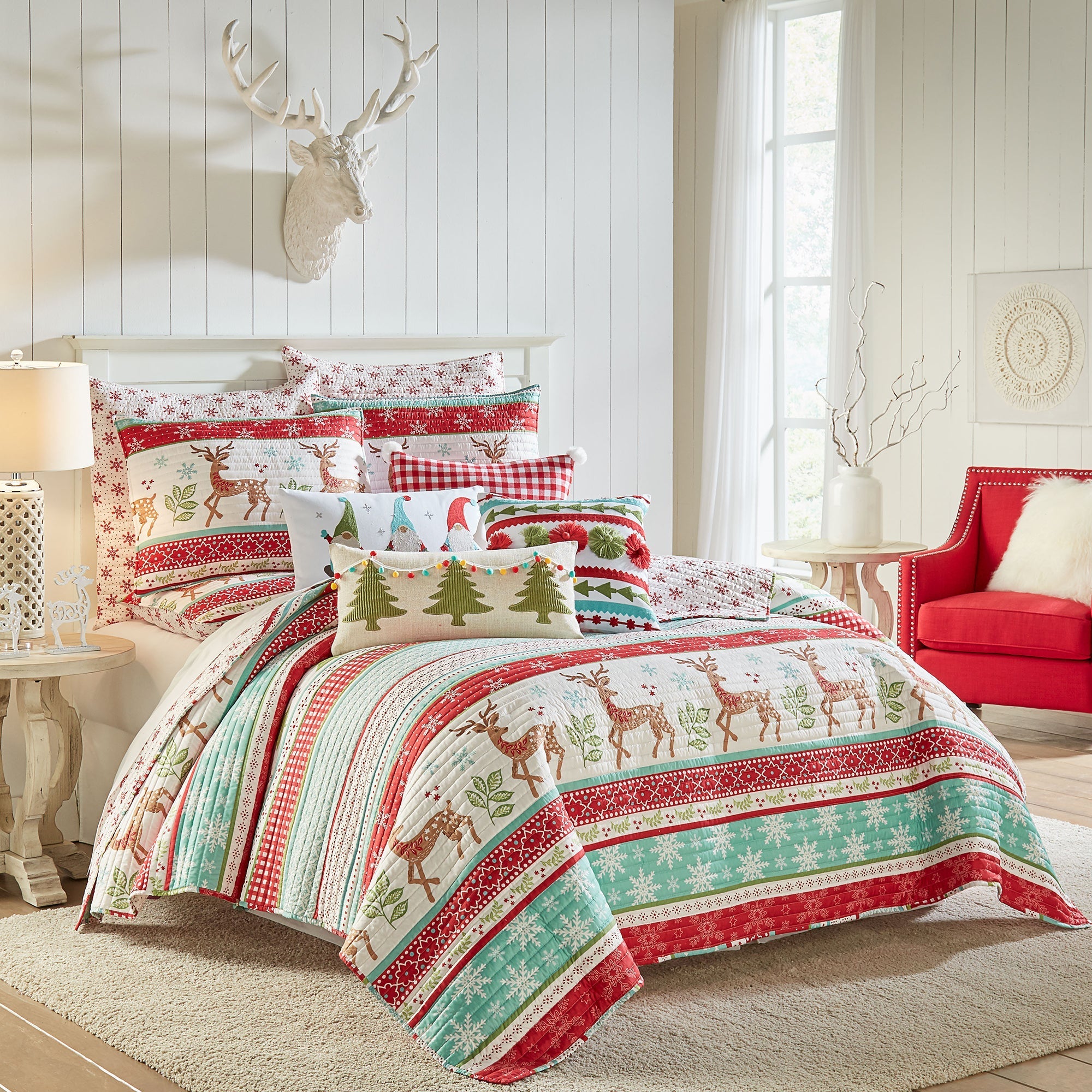 Let It Snow Sparkle Christmas Pom Throw Pillow - Cozy Holiday Decor for Sofa, Bed & Home