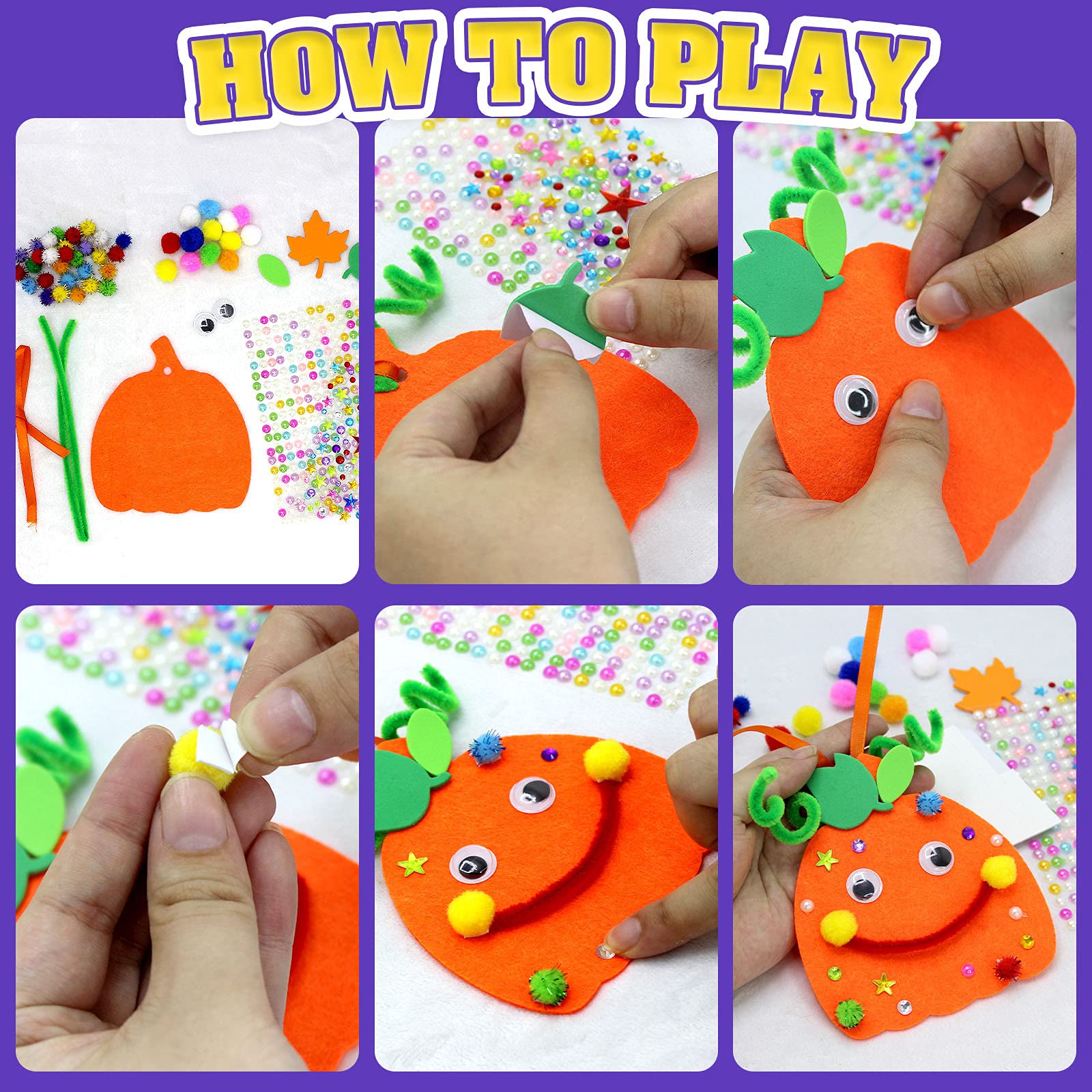 30-Piece Fall Craft Kit for Kids - DIY Pumpkin Decorations, Halloween & Thanksgiving Art Projects - Perfect for Classroom, Home, and Party Decor