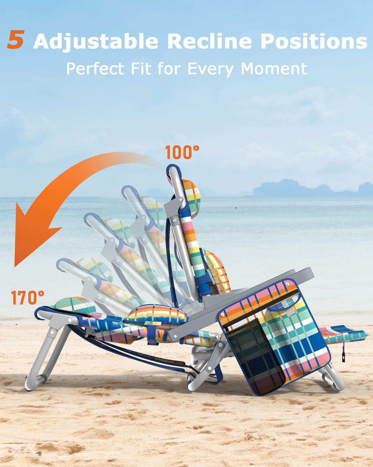 ZENPETIO Portable Folding Beach Chair for Adults - Lightweight Camping Chair with Backpack Straps for Pool, Beach, Outdoor & Travel - Perfect for Relaxing, Sunbathing & Picnics