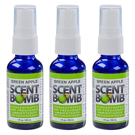 100% Concentrated Scent Bomb Air Freshener Spray - Long Lasting Fragrance for Car & Home - Green Apple Scent (3 Pack) | Eliminate Odors in Vehicles, Living Rooms, Offices & Bathrooms