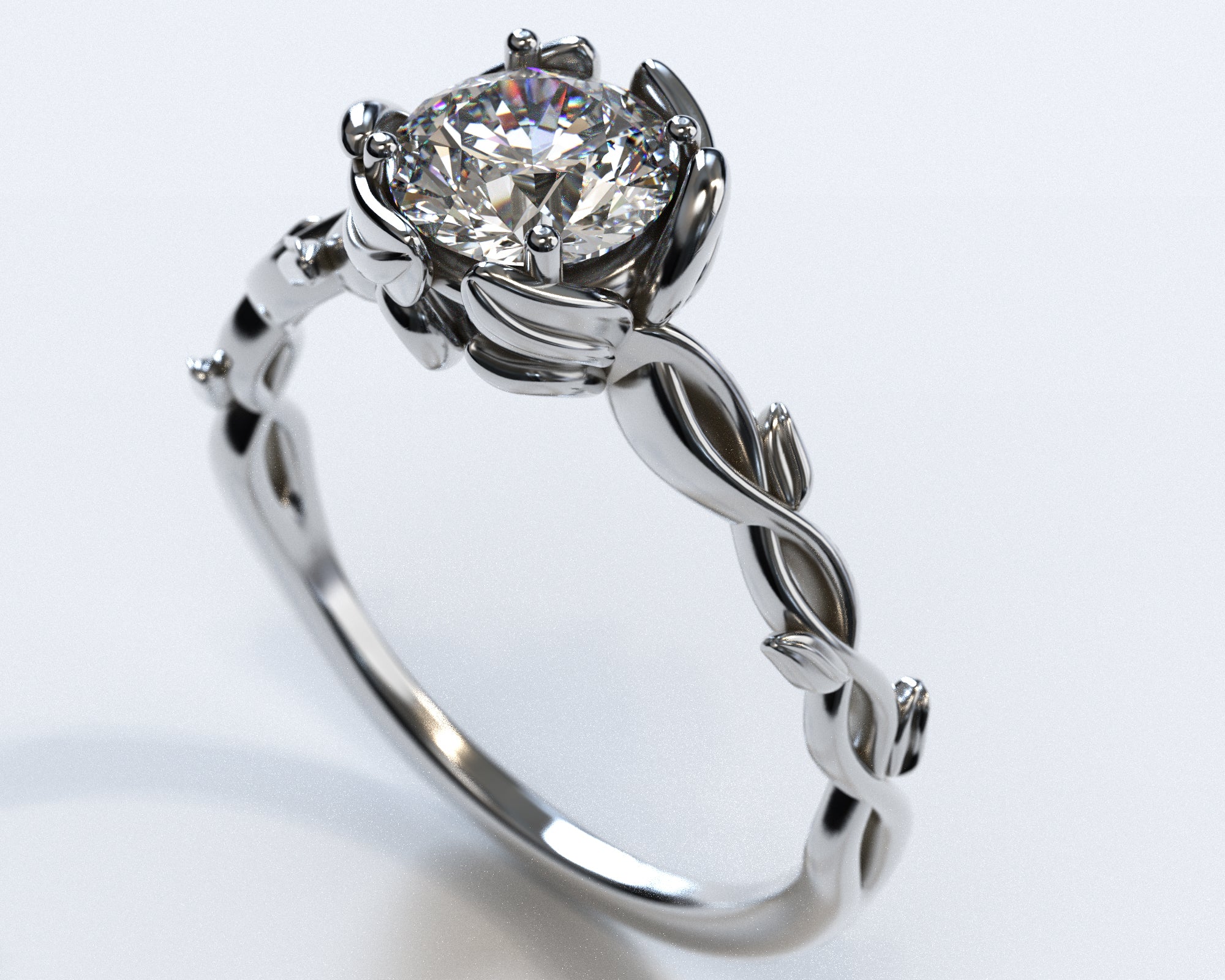 Exquisite Floral Diamond Halo Engagement Ring - 14K White Gold Wedding Band with Sparkling Stones - Perfect for Proposals, Anniversaries & Romantic Occasions