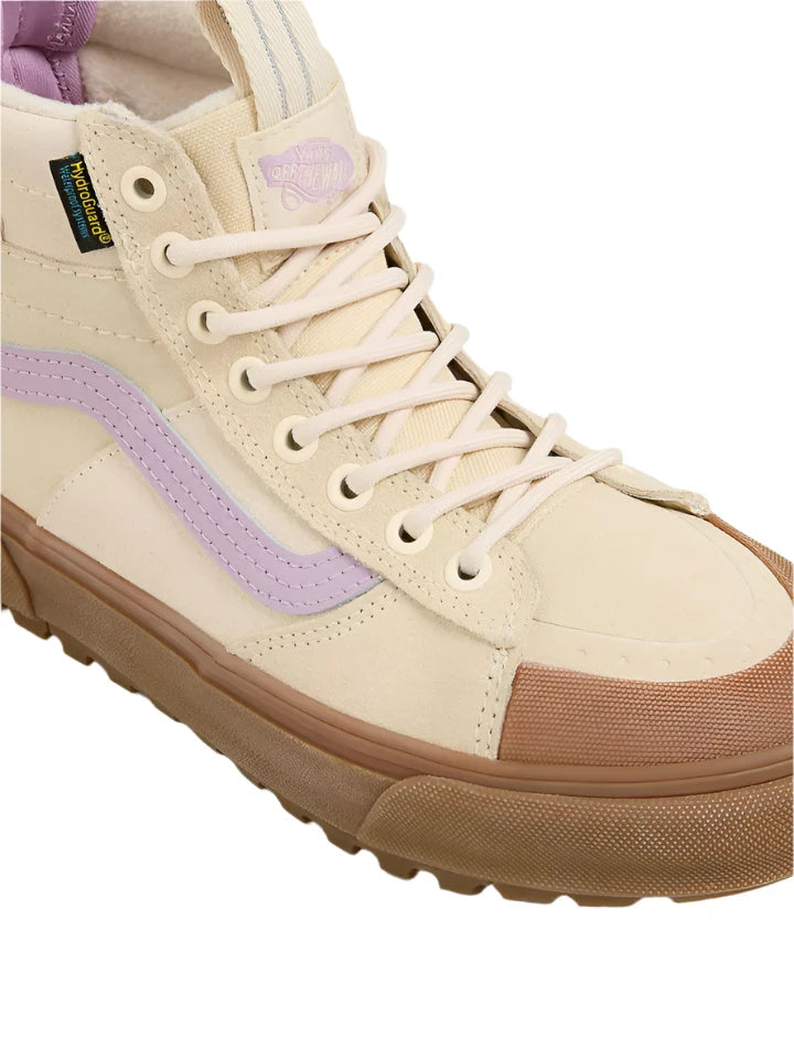 VANS Women's SK8 Hi MTE Shoes - White & Purple High-Top Sneakers for Skateboarding, Hiking & Winter Wear