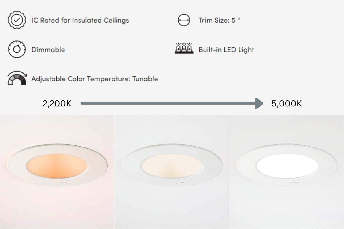 12 Pack Brilli 5/6 Inch LED Recessed Retrofit Downlight - Dimmable & Color Tunable Lights for Living Room, Kitchen, Bedroom & Office Ceiling Lighting