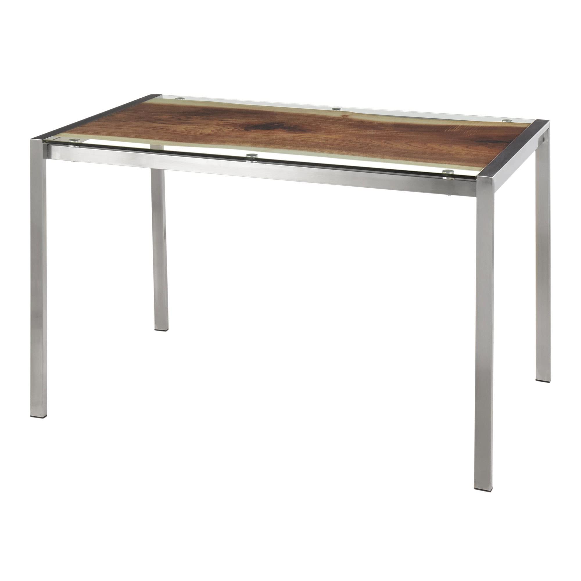 LumiSource Live Edge Dining Table - 6-Person Rectangle Kitchen Table with Natural Wood Finish | Perfect for Small Spaces, Breakfast Nooks & Cozy Dining Areas