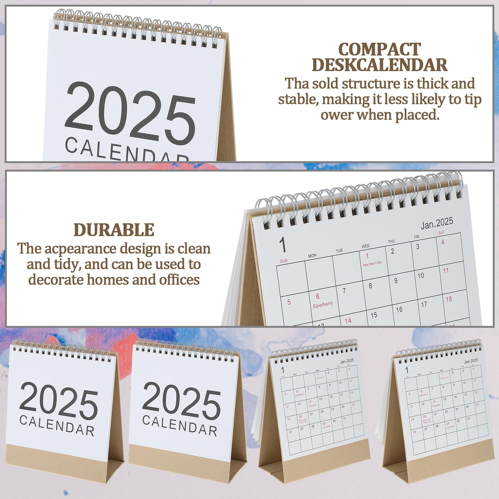 Ouligay Small Desk Calendar 2025 - Standing Desktop Flip Calendar for Office & Home | Simple Style Mini Planner for Daily Planning, Schedule Tracking & Desk Decoration | Perfect for Workstations, Study Areas & Gift Giving