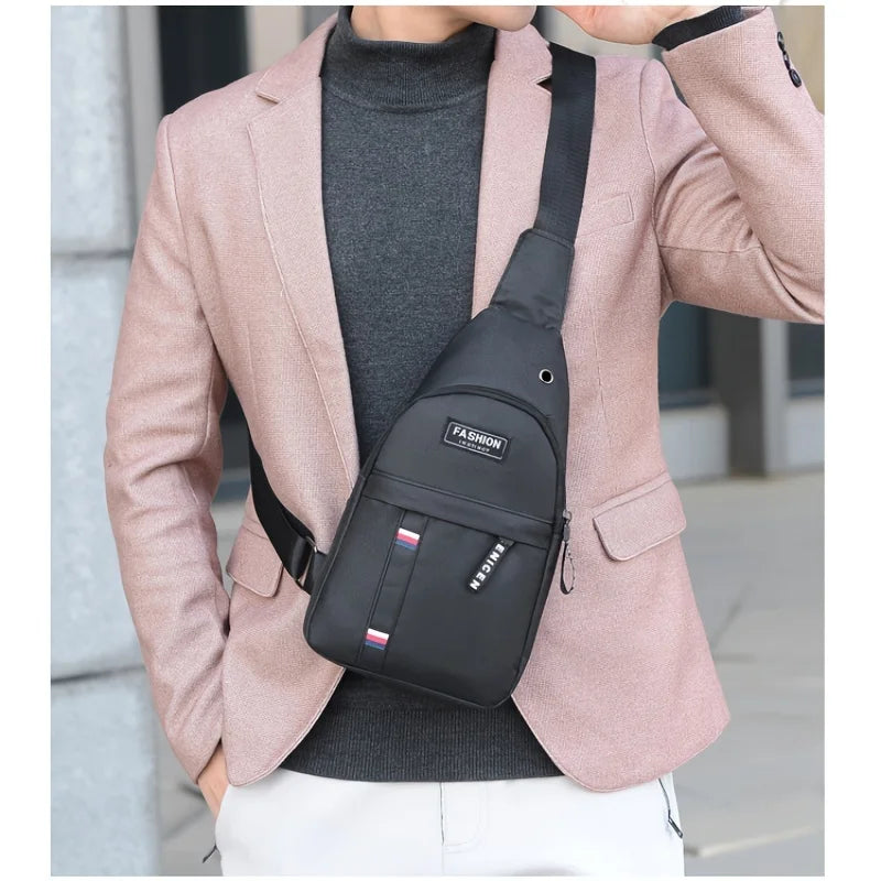 Men's Small Canvas Crossbody Chest Bag - Lightweight Multifunctional Sling Bag for Outdoor Sports, Travel, Hiking & Camping - Perfect for Daily Use, Gym, Cycling and Urban Adventures
