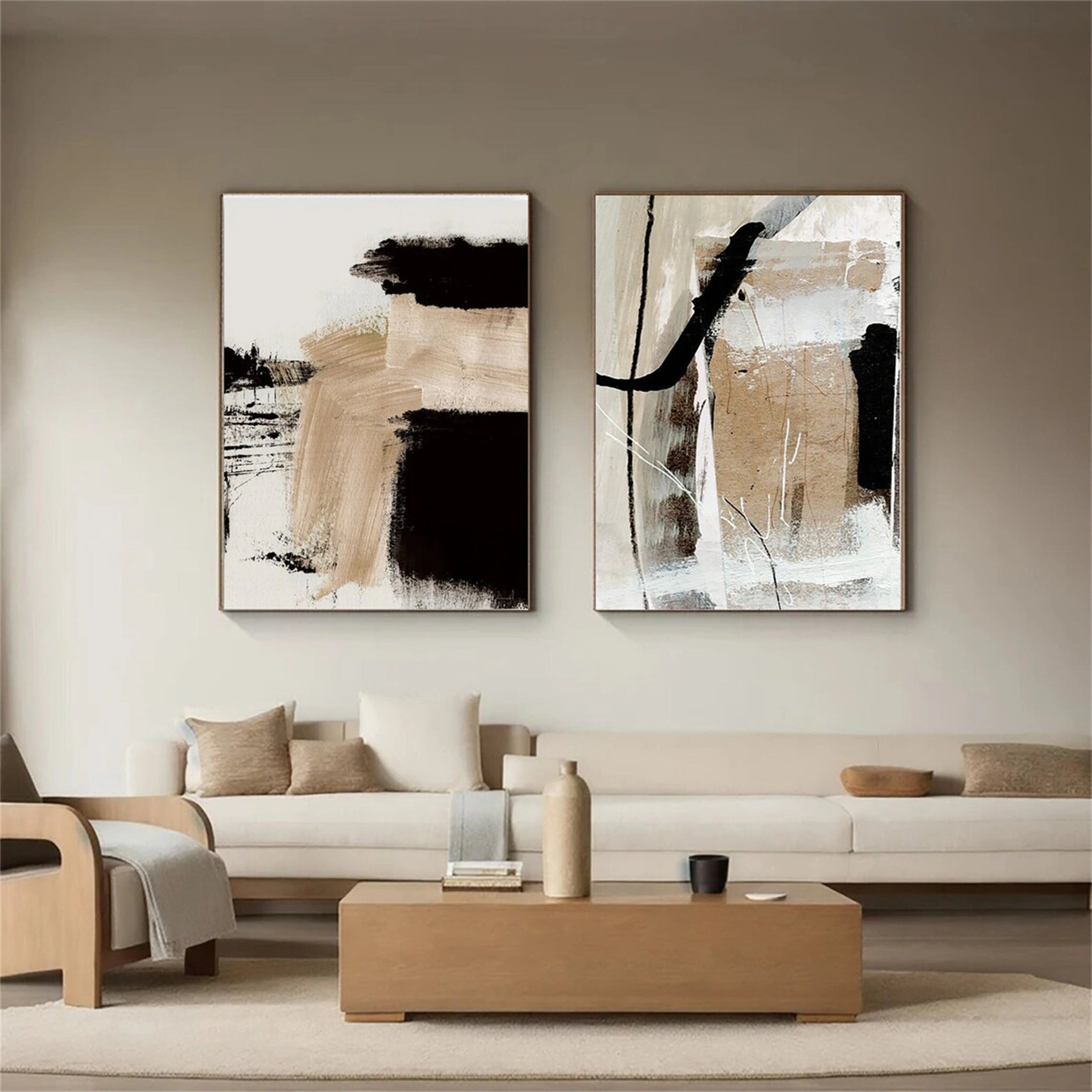 Abstract Painting Set of 2 - Modern Wall Art Decor for Living Room, Bedroom & Office | #AB 098