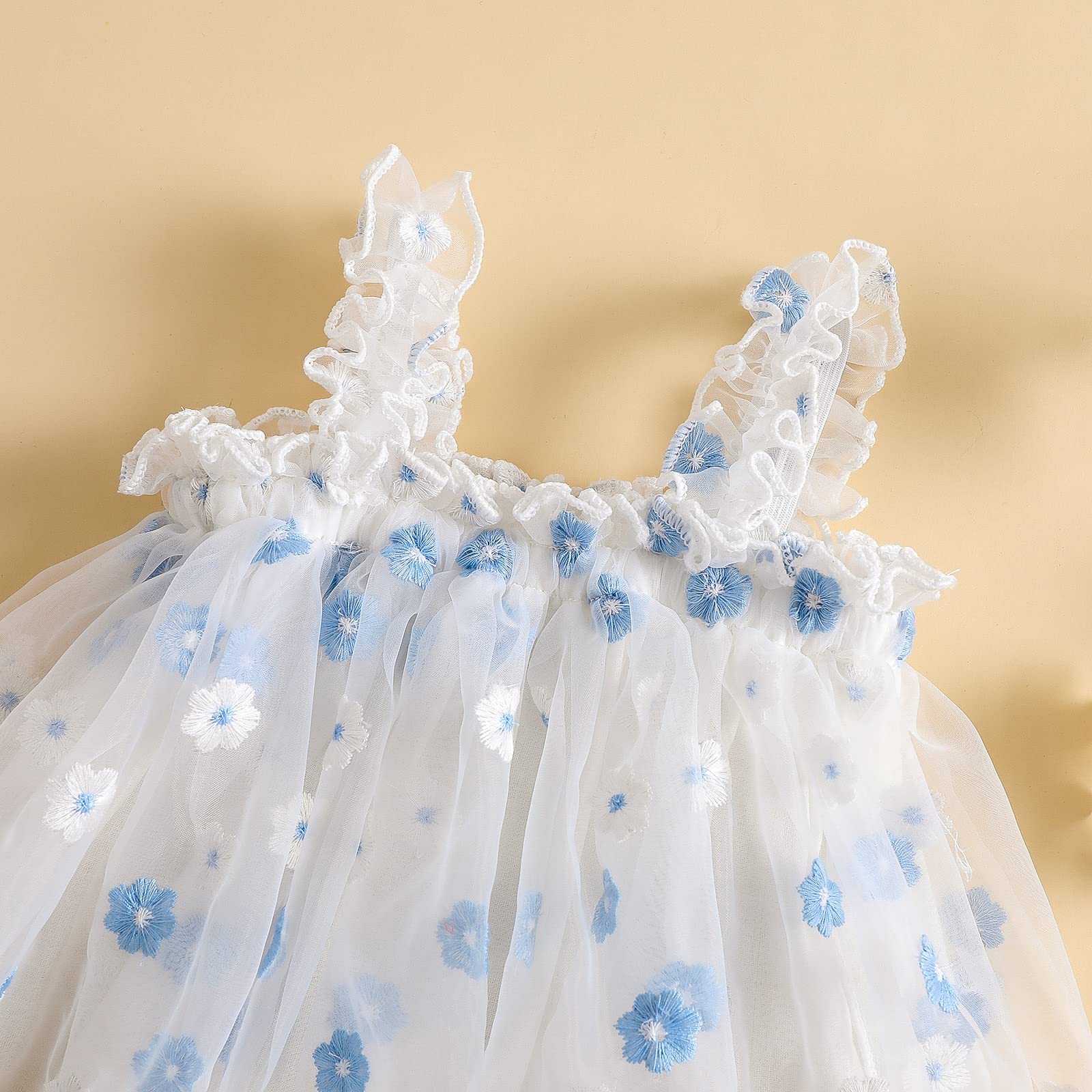 **Princess Tutu Dress for Toddler Girls - Sleeveless Floral Layered Tulle Dress with Strap, Summer Mesh Fluffy Baby Dress for Birthday Party & Photo Shoot**