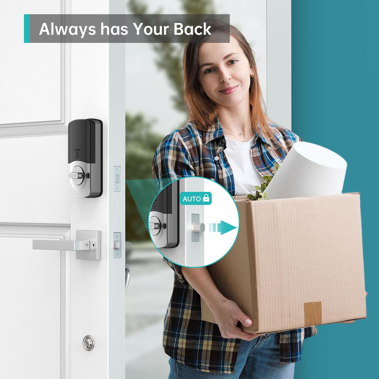 Hornbill Biometric Fingerprint Smart Lock with Front Door Handle Set - Keyless Entry Smart Door Lock with Keypad & Bluetooth - 8-in-1 Smart Deadbolt for Home Security - Auto Lock Digital Smart Door Lock for Front Door, Apartment & Office Access