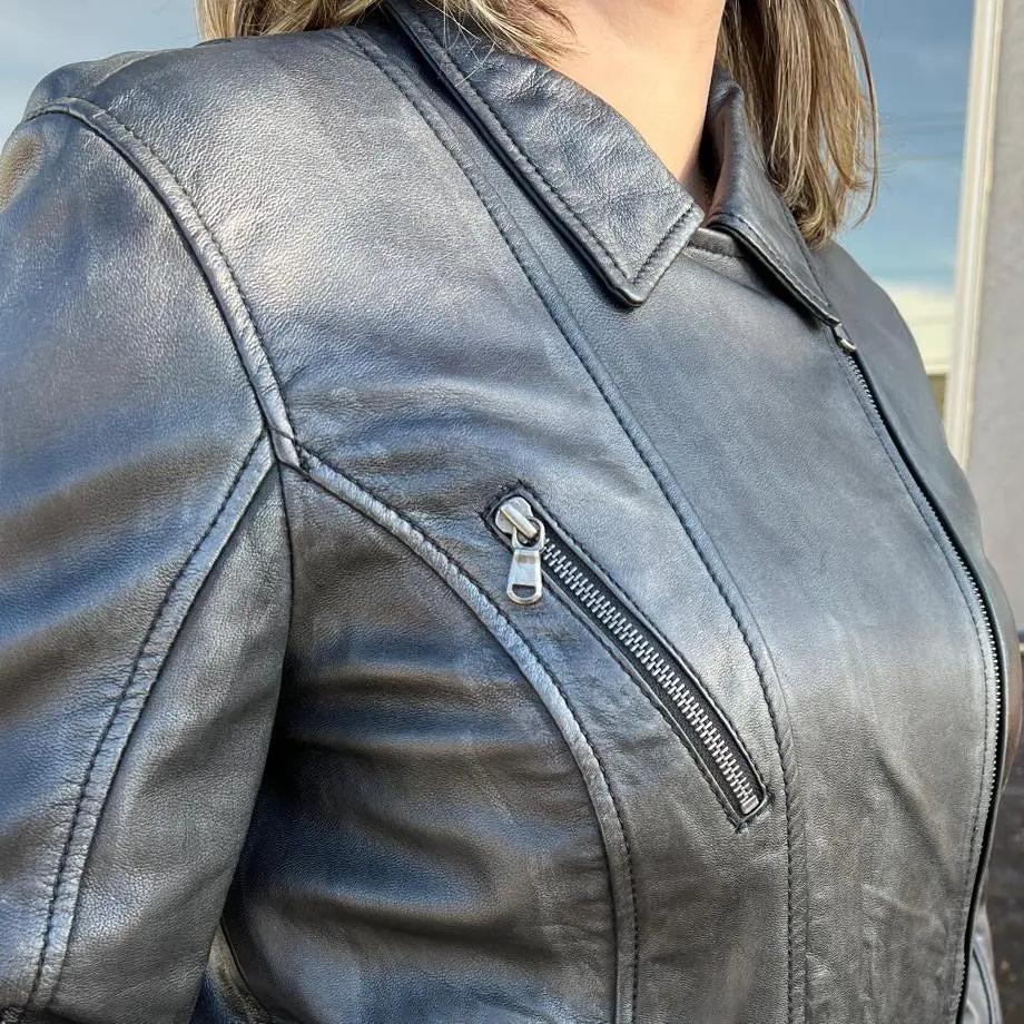 BOL Women's Lamb Leather Biker Style Jacket - Fashionable Motorcycle Jacket for Women - Perfect for Riding, Casual Outfits & Night Out