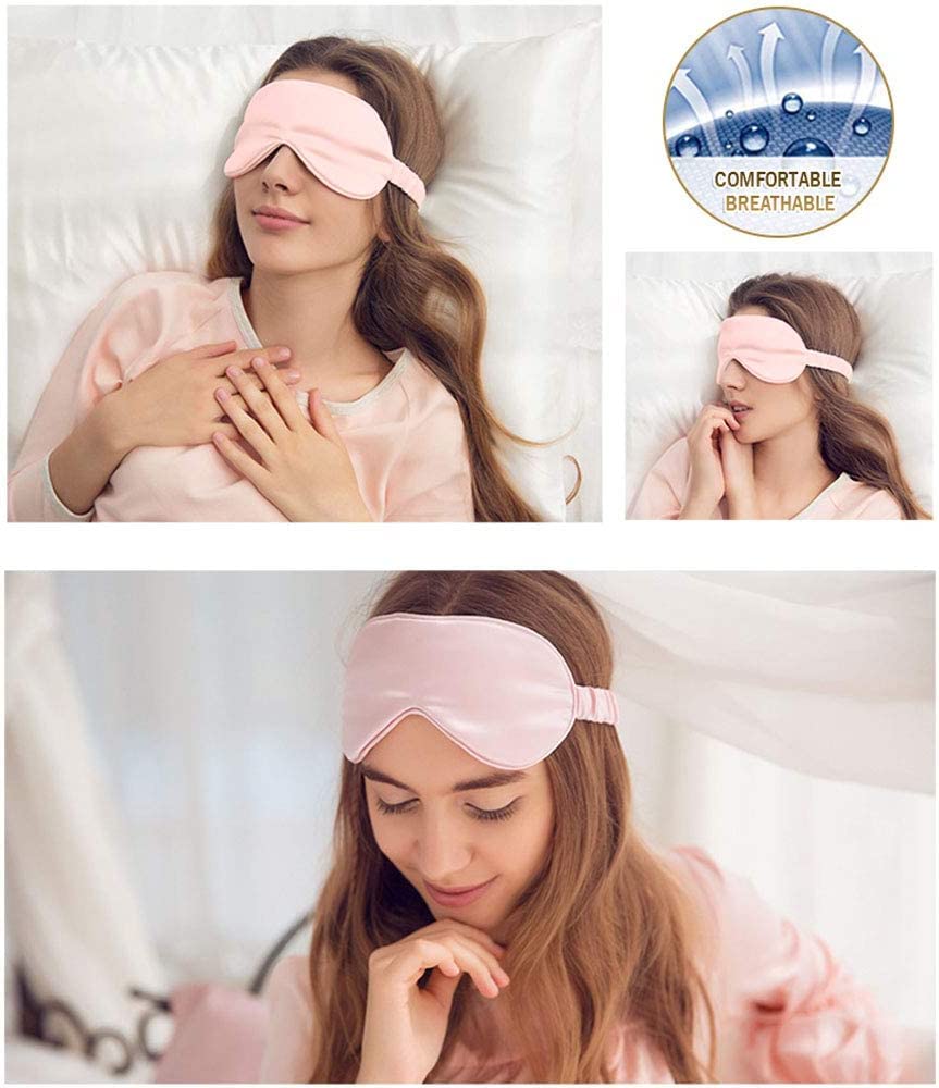 AUGEN 100% Mulberry Silk Sleep Eye Mask for Women & Men - Soft & Breathable Blindfold for Travel, Nap & Night Sleep - Pink (Pack of 1) - Perfect Gift for Insomnia Relief & Relaxation