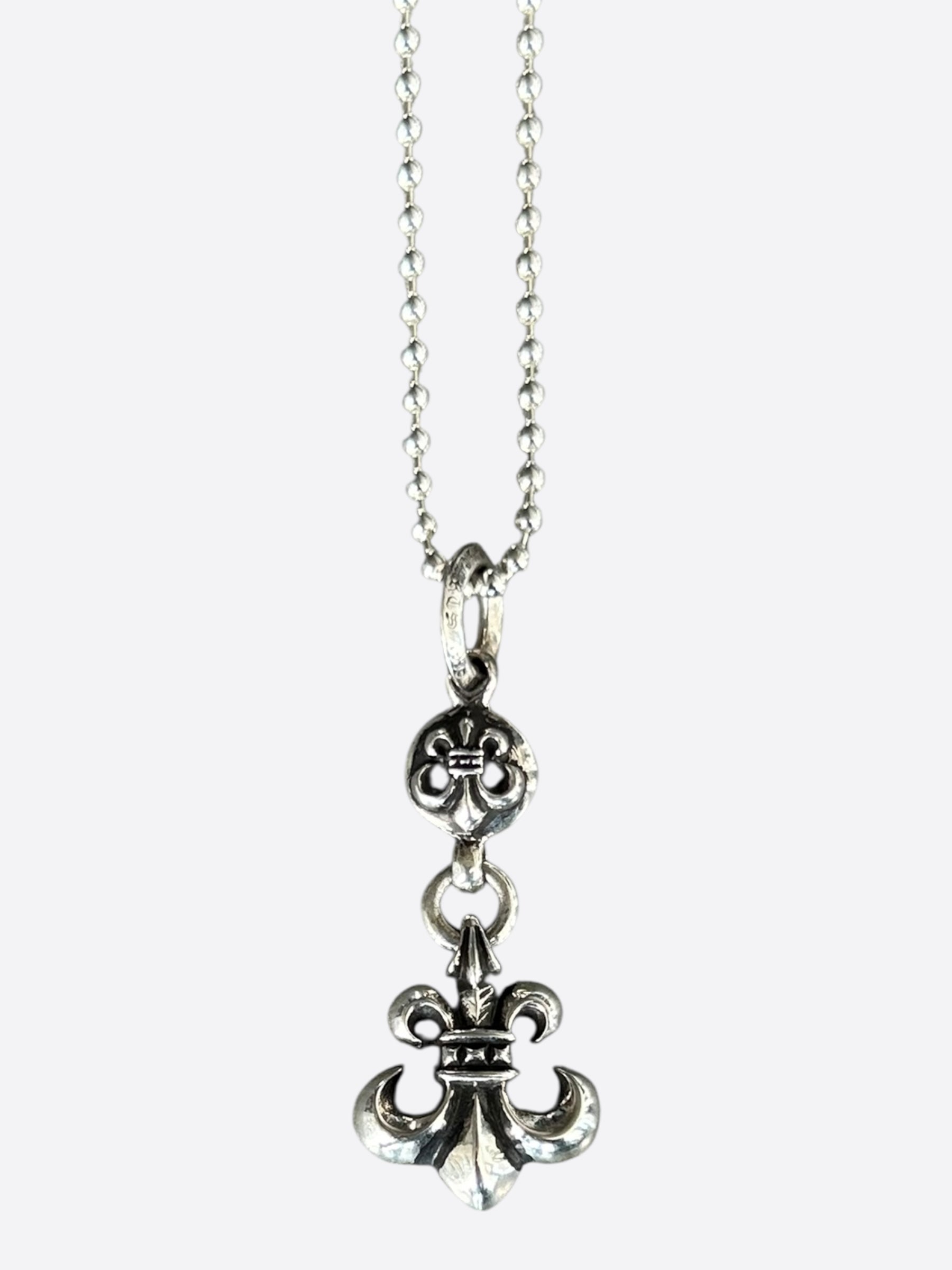 Chrome Hearts Sterling Silver Fleur Ball Pendant Necklace for Women - Elegant Gothic Jewelry for Parties, Weddings & Everyday Wear