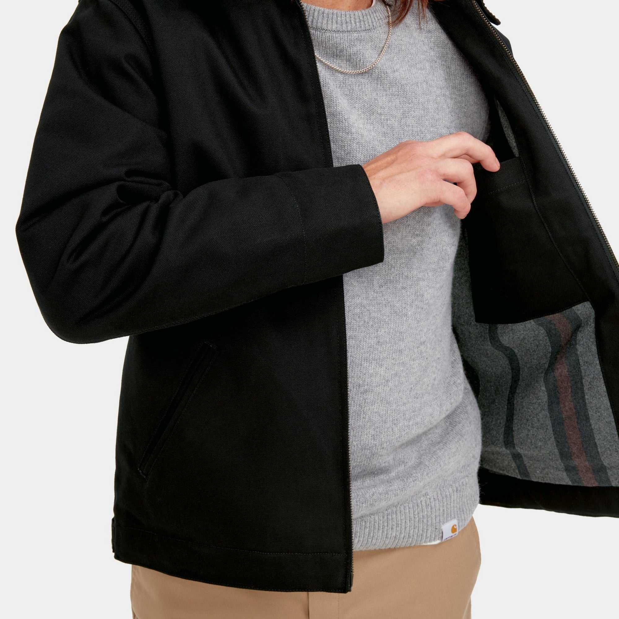 Men's Detroit Winter Jacket - Black Rigid Denim Coat for Cold Weather | Workwear & Outdoor Activities