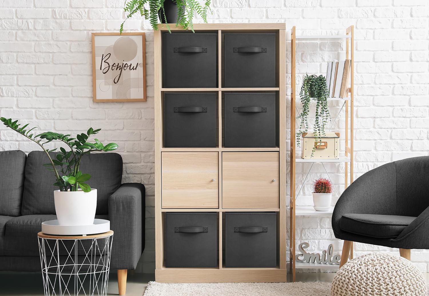 Sorbus 6-Pack Foldable Fabric Storage Cubes - 11 Inch Collapsible Organizer Bins for Closet, Nursery, Office & Home Organization - Black Lightweight Durable Storage Baskets