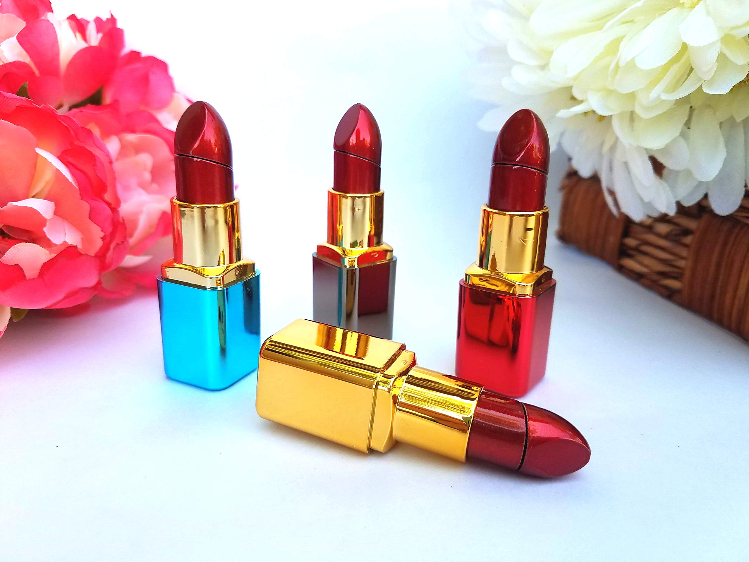 Lipstick Lighter Refillable Gold - Novelty Collectible for Women & Makeup Lovers