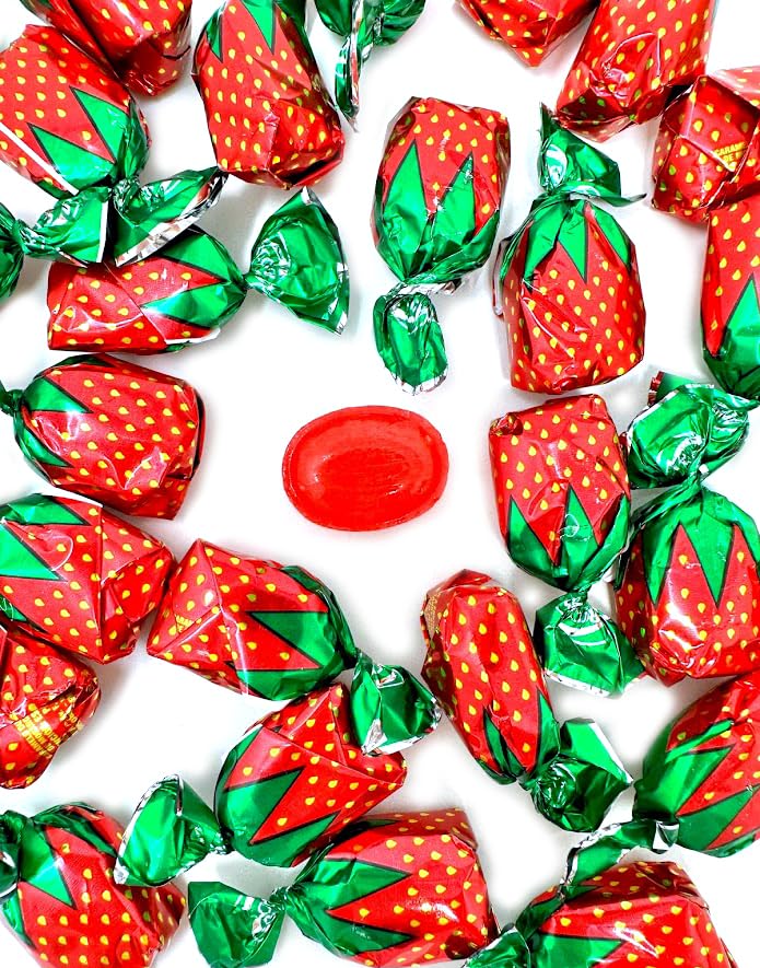 SweetGourmet Arcor Strawberry Bon Bons Filled Hard Candy - 2lb Bulk Bag | Delicious Strawberry Flavored Candies for Parties, Gifts & Office Snacks