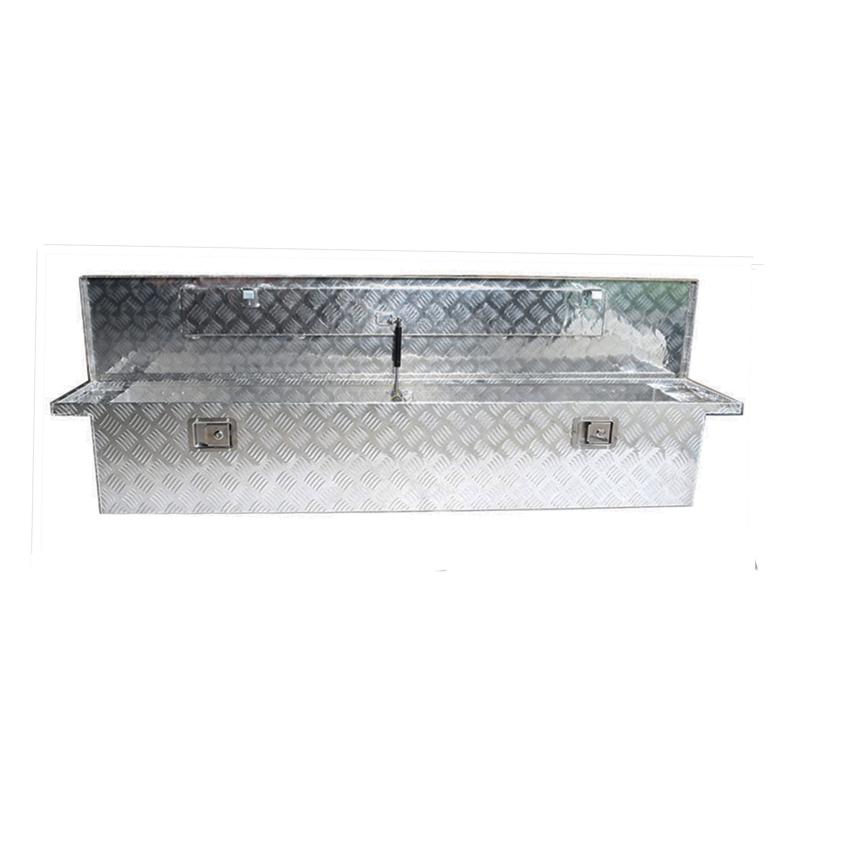 71 Inch Aluminum Crossbed Pickup Truck Tool Box - Heavy Duty Cargo Storage with Gas Lift & Lock - Perfect for Truck Bed, Trailer Tongue & Work Site Organization
