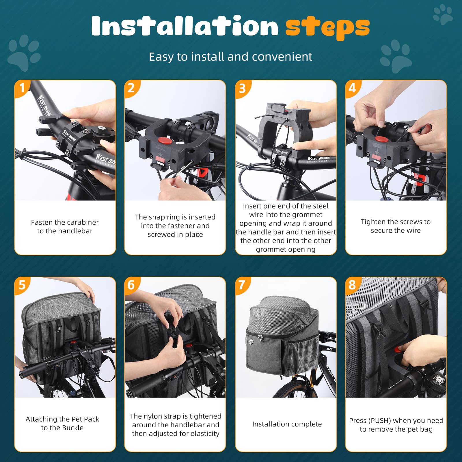 Dog Bike Basket Carrier - Breathable Mesh Window Pet Basket for Bikes | Front & Rear Mount Cat & Dog Carrier | Perfect for Cycling, Commuting & Outdoor Adventures