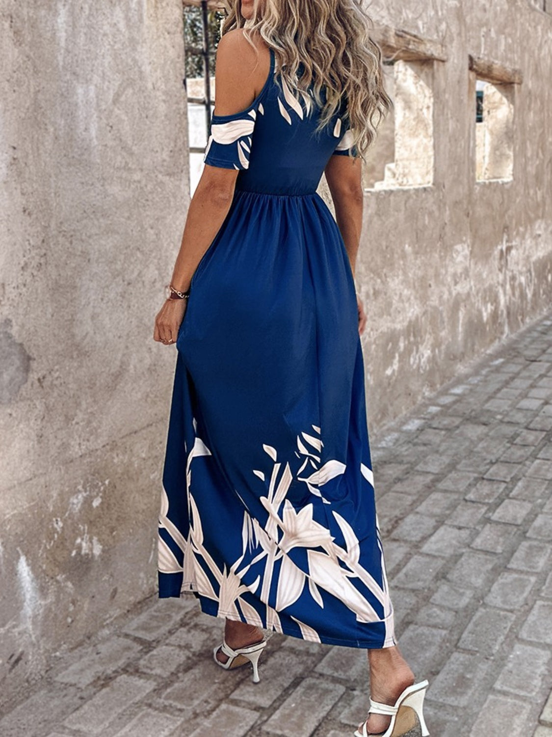 Women's Floral Short Sleeve Maxi Dress - Summer Beach Vacation Dress with Side Slits & Pockets | Perfect for Tropical Getaways, Pool Parties, and Casual Outings