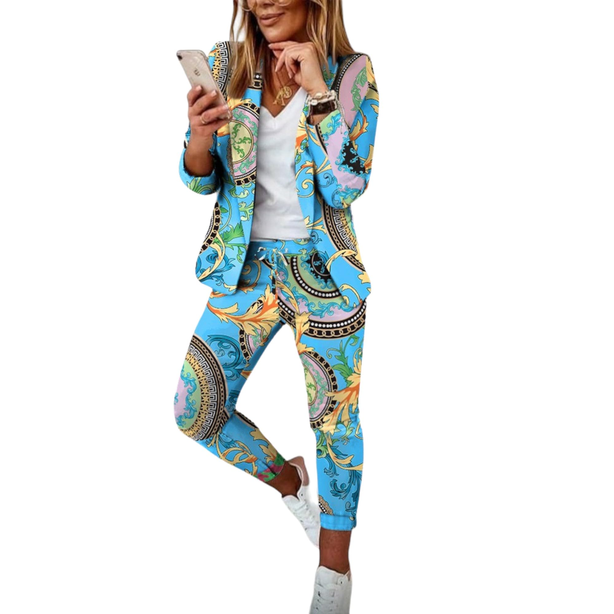 Women's Business Casual Suit Set - 2 Piece Long Sleeve Blazer & Pencil Pants Outfit | Professional Office Wear, Job Interview & Business Meeting Attire