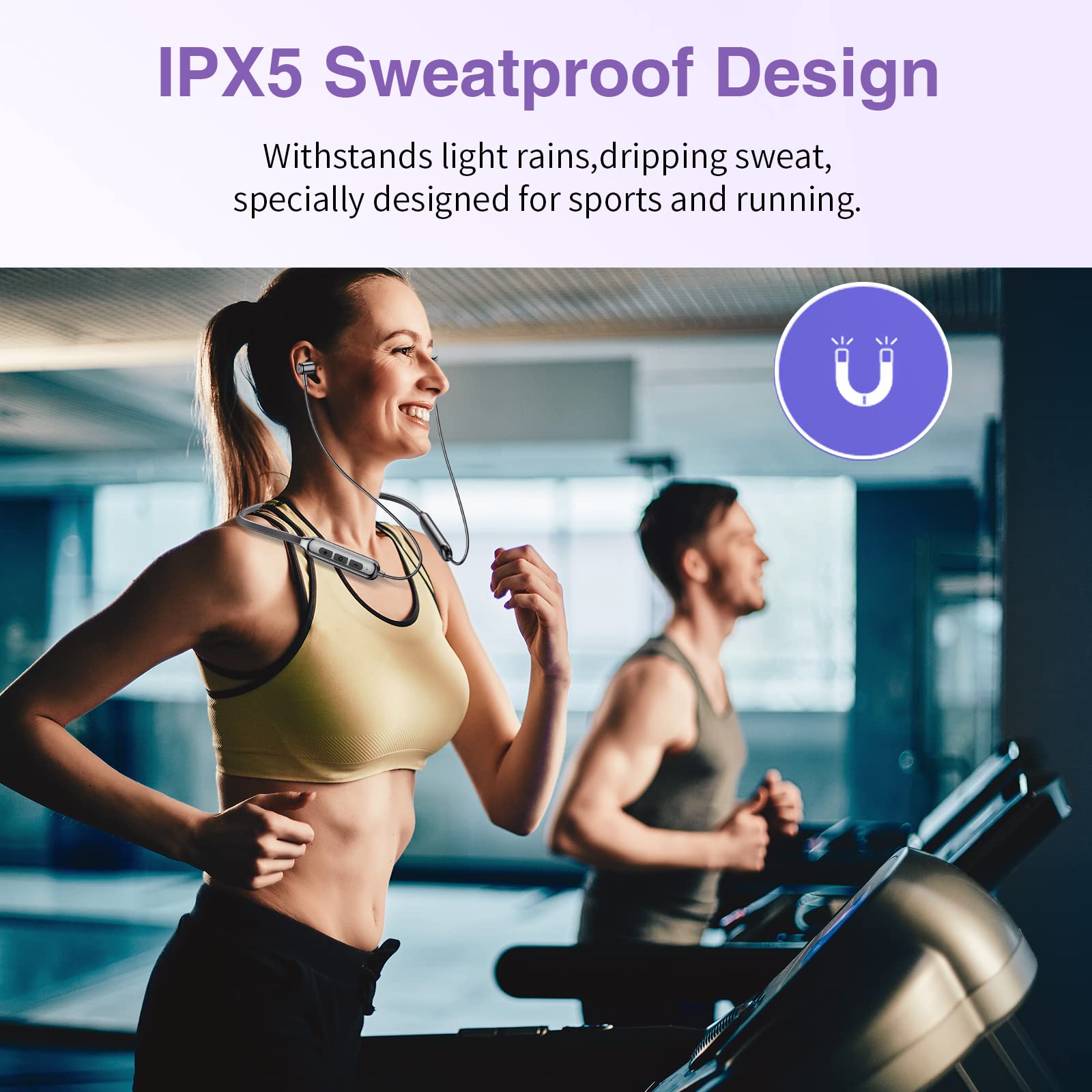 Lively Life Wireless Neckband Headphones for Running & Sports - Bluetooth 5.0, IPX5 Waterproof, 25H Playtime, Built-in TF Card Slot, Magnetic Earbuds (Black) - Perfect for Gym, Jogging & Outdoor Activities