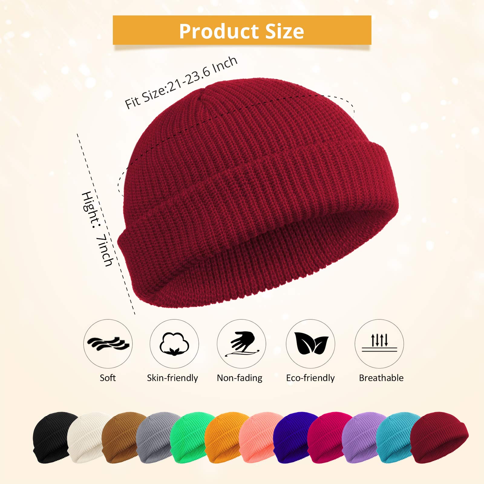 Geyoga 12 Pack Unisex Fisherman Beanie Hats - Warm Knit Cuff Skull Cap with Roll-Up Edge for Men & Women - Perfect for Winter Outdoor Activities, Fishing, Hiking and Casual Wear