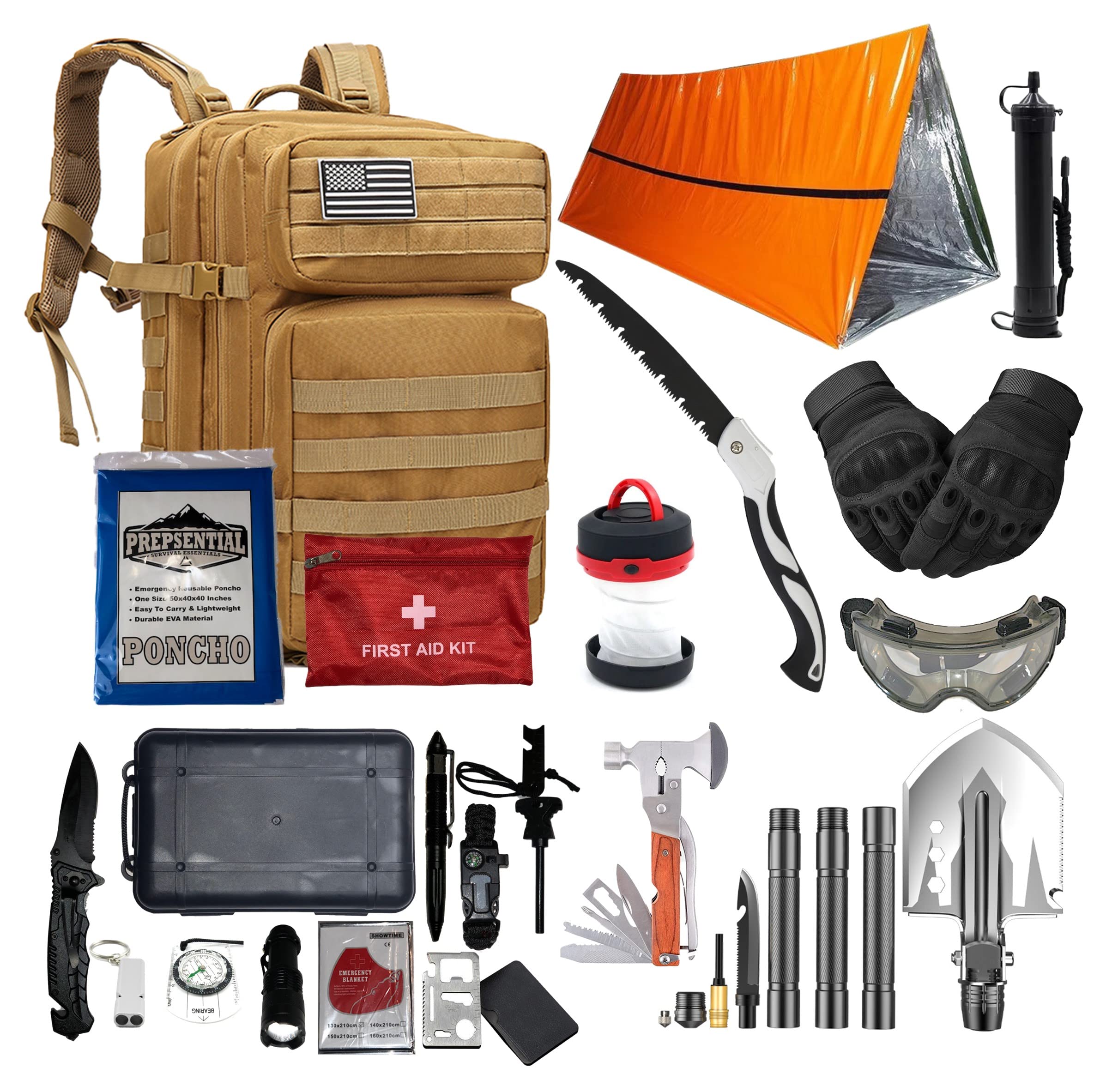 Best Emergency Survival Backpack with 72-Hour Supplies - Premium Deluxe Survival Tool Kit for Camping, Hiking & Natural Disasters | Waterproof & Lightweight
