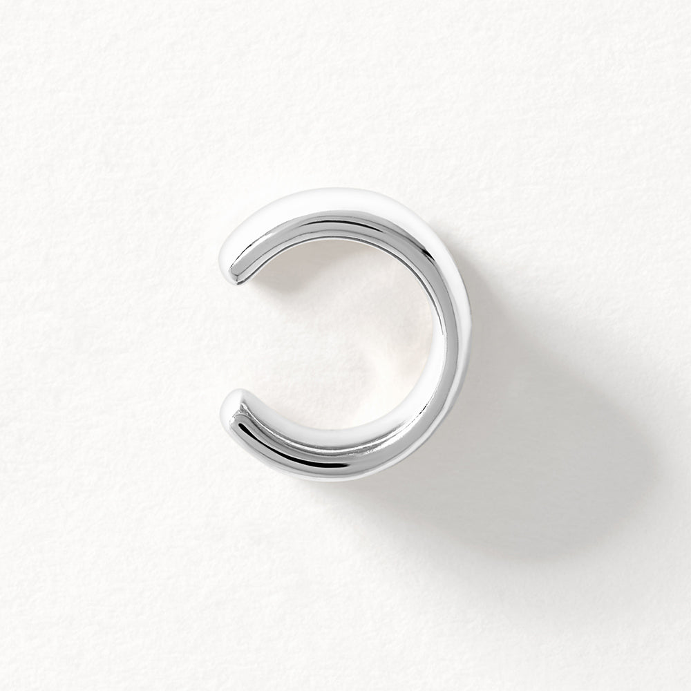 Silver Split Band Single Ear Cuff - Minimalist Earring for Cartilage & Helix Piercing - Perfect for Parties, Weddings & Everyday Wear