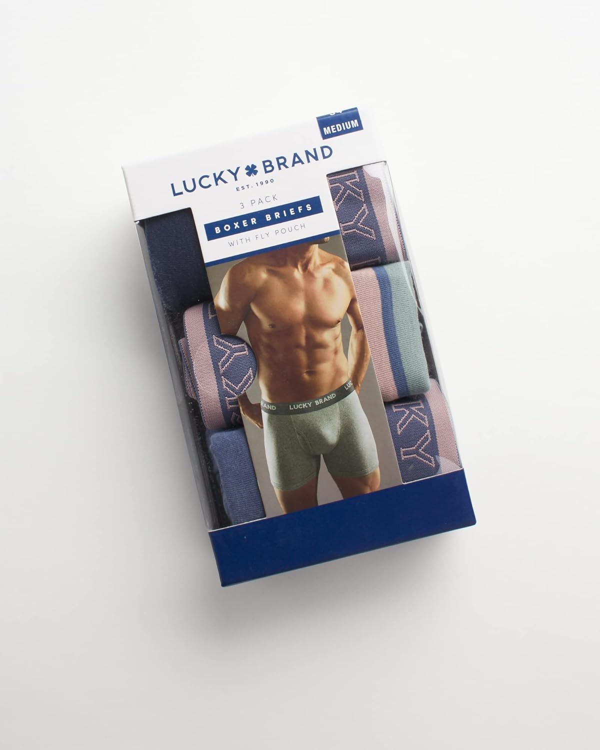 Lucky Brand Men's Boxer Briefs 3-Pack - Soft Cotton Stretch Underwear with Functional Fly for All-Day Comfort - Classic Boxer Briefs for Men S-XXL - Perfect for Workout, Lounge & Everyday Wear