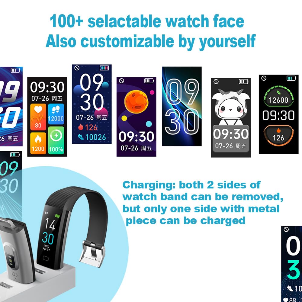 Smart Fitness Tracker Watch with Heart Rate Monitor, Step Counter & Calorie Tracker - IP68 Waterproof Activity & Sleep Monitor for Men & Women - Perfect for Running, Gym Workouts & Daily Health Tracking