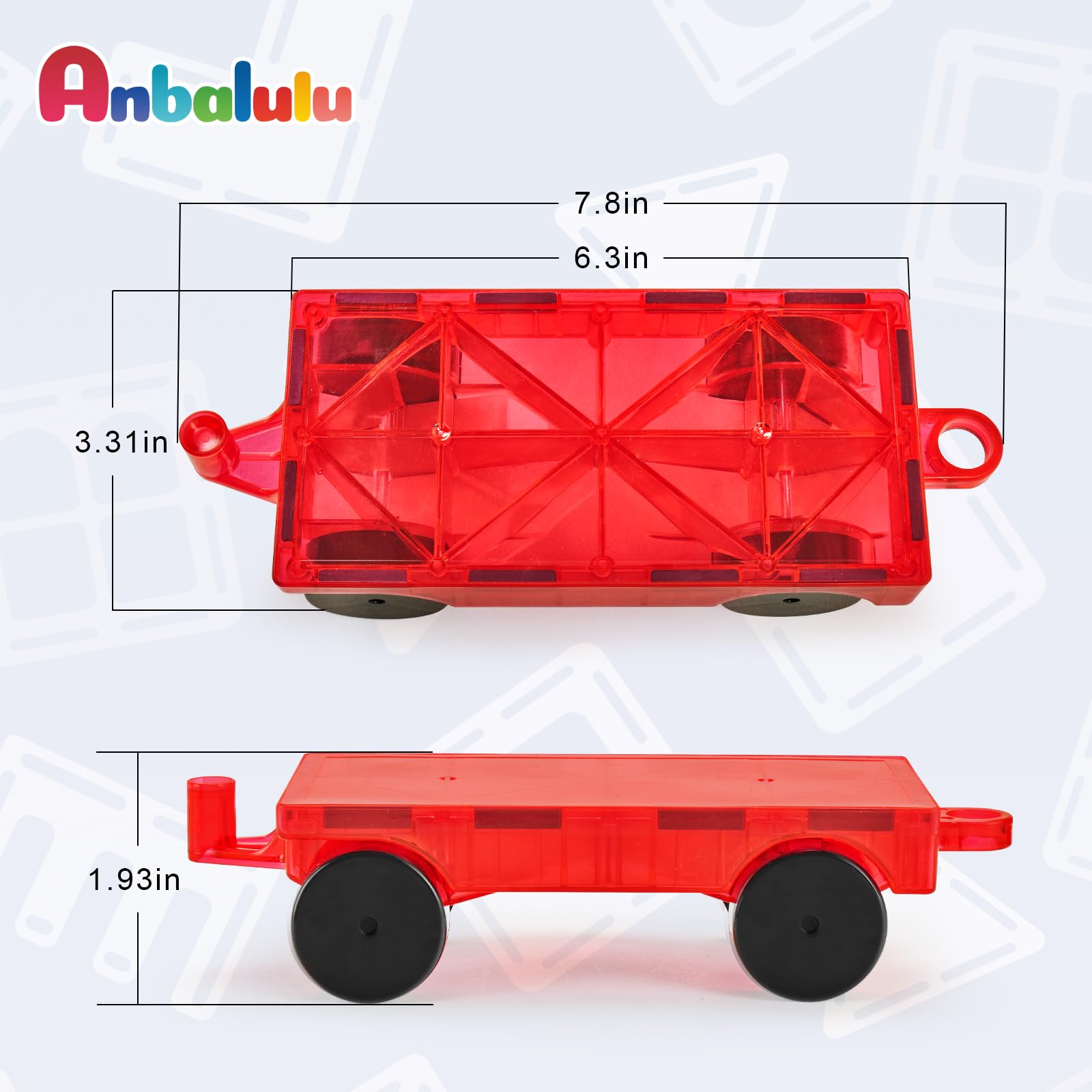 Magnetic Tiles Cars Set - 2 PCS Magnetic Building Blocks for Kids, STEM Educational Toys for Toddlers Age 3+, Creative Construction Play for Boys & Girls - Perfect for Preschool Learning & Indoor Playtime