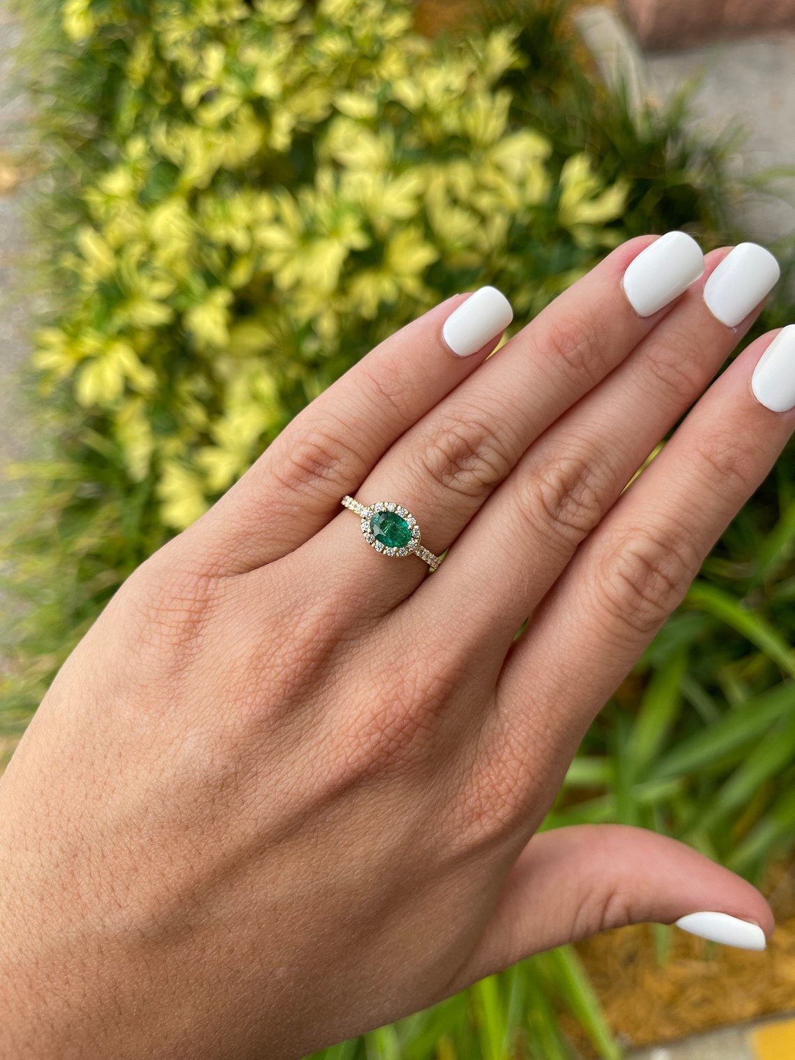 1.57tcw Natural Dark Green Oval Emerald Cut Diamond Halo Engagement Ring in 14K Gold - Perfect for Proposals, Anniversaries & Bridal Jewelry