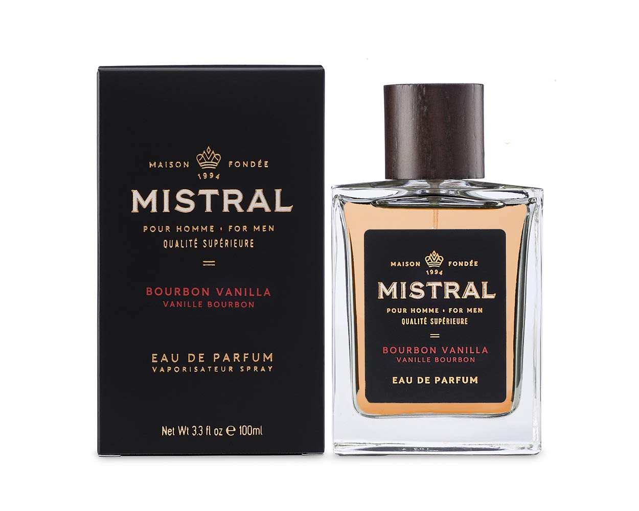 Mistral Men's Cologne for Men - Bourbon Vanilla Fragrance Eau de Toilette, 3.4 Oz, Made in France - Perfect for Date Night, Gifts & Everyday Wear