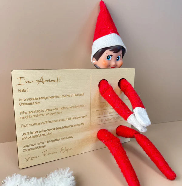 Elf Postcard - I've Arrived! Fun Christmas Elf on the Shelf Prop for Holiday Decorations & Scavenger Hunt Pranks