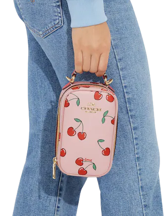 Coach Eva Phone Crossbody Bag with Heart Cherry Print - Stylish & Compact Purse for Women, Perfect for Everyday Use, Shopping, and Travel