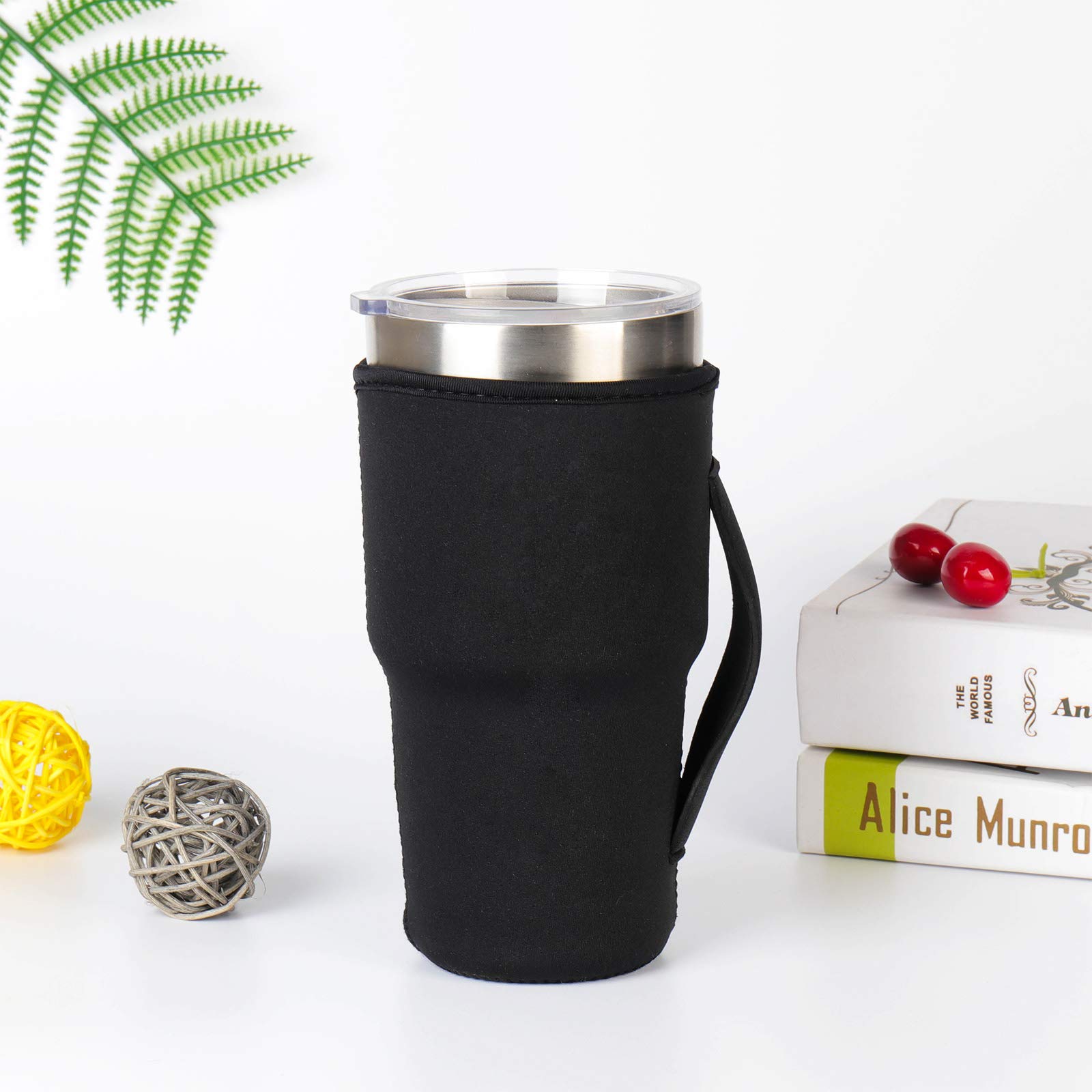HaiMay 10 Pack Reusable Neoprene Coffee Cup Sleeves - Insulated Drink Sleeve Holder for 20oz Tumblers & Beverages (Black) - Perfect for Iced Coffee, Hot Drinks, Office Use & Outdoor Activities