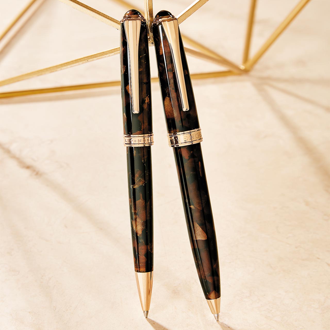 True Writer Slim Golden Dark Tortoise Fountain Pen - Premium Writing Instrument for Calligraphy, Journaling & Elegant Office Use