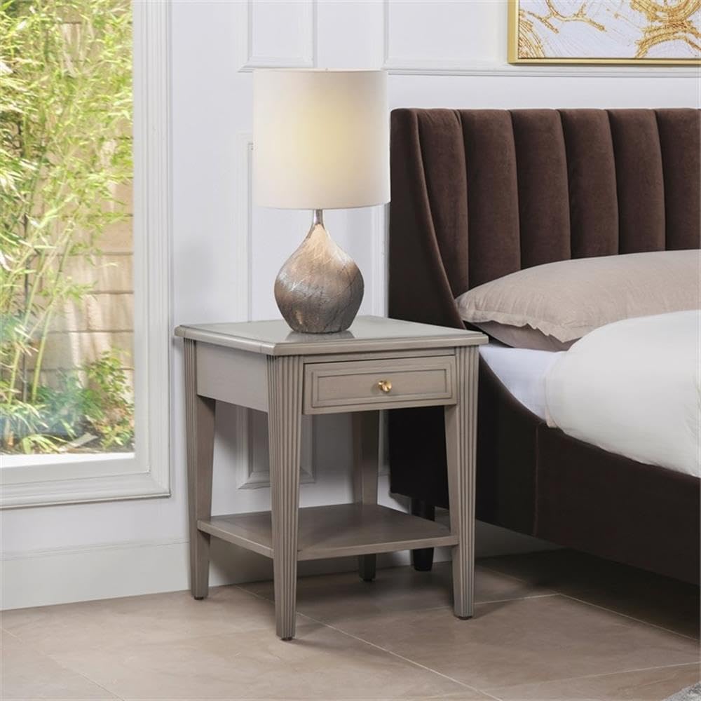 Jennifer Taylor Home Dauphin Storage Shelf Side Table - Grey Cashmere Finish | Stylish End Table for Living Room, Bedroom & Office Organization