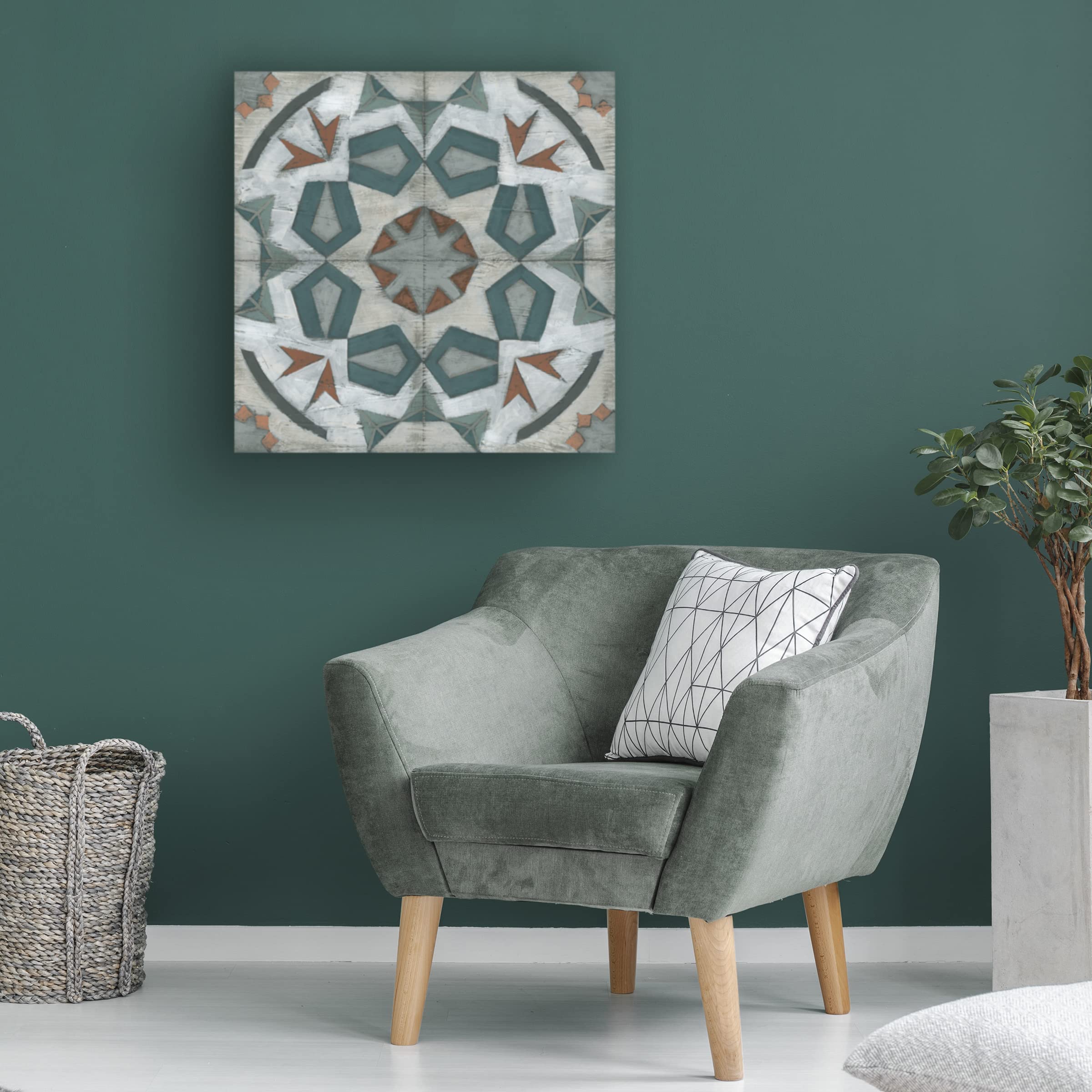Trademark Fine Art 'Verdigris Tile IV' Canvas Wall Art by June Erica Vess - 35x35 Inches - Modern Home Decor for Living Room, Bedroom & Office