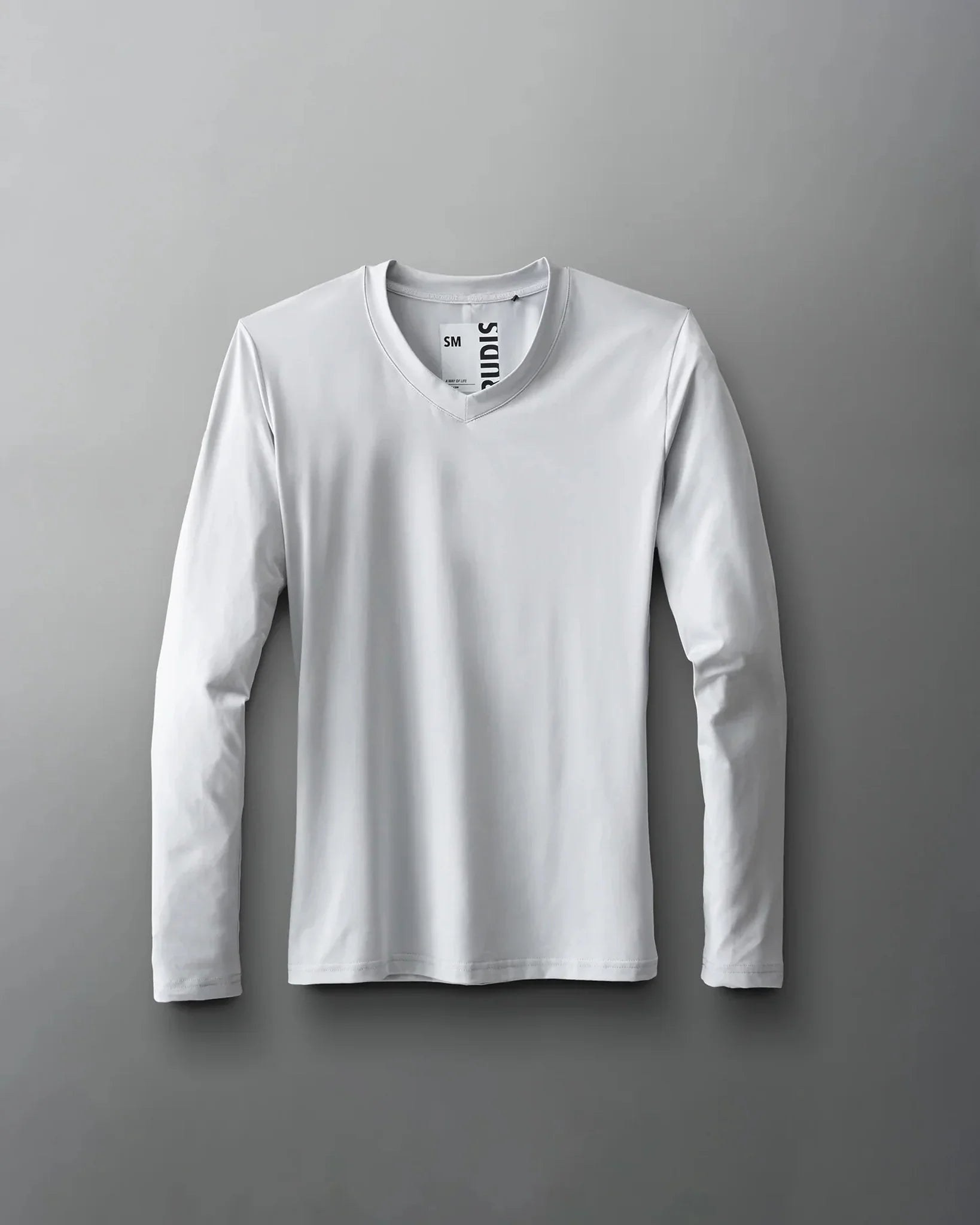 RUDIS Performance Women's V-Neck Long Sleeve Shirt - Moisture Wicking Athletic Top for Workouts & Training - Lunar Gray