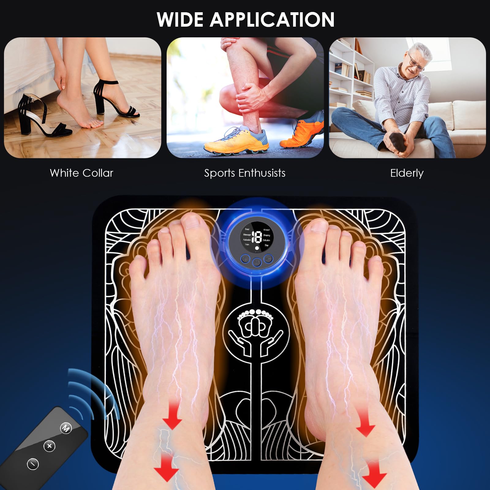 UVUBXT EMS Foot Stimulator - Portable Electric Foot Massager for Pain Relief & Relaxation | Compact Design for Home, Office & Travel Use | Perfect for Muscle Recovery, Stress Relief & Improved Circulation
