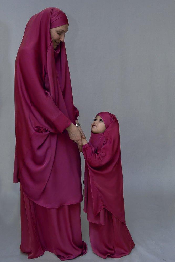 Purple Adult Prayer Gown - Modest Islamic Dress for Women | Mommy and Me Prayer Khimar Collection | Perfect for Salah, Mosque Visits & Religious Ceremonies
