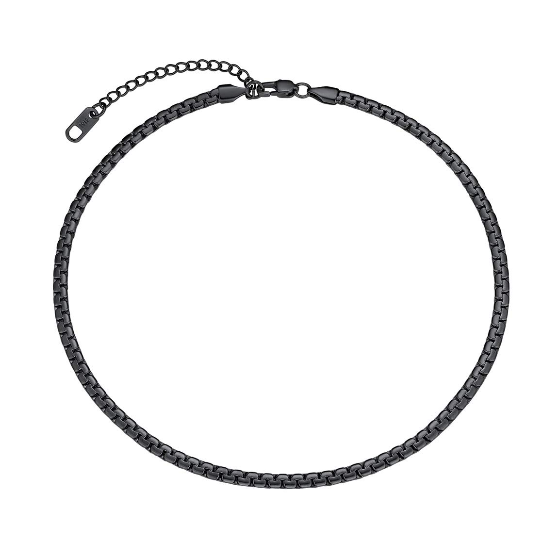 14 Inch 4mm Black Franco Box Chain Necklace for Men - Hip Hop Jewelry Gift - Perfect for Streetwear, Parties & Gifting