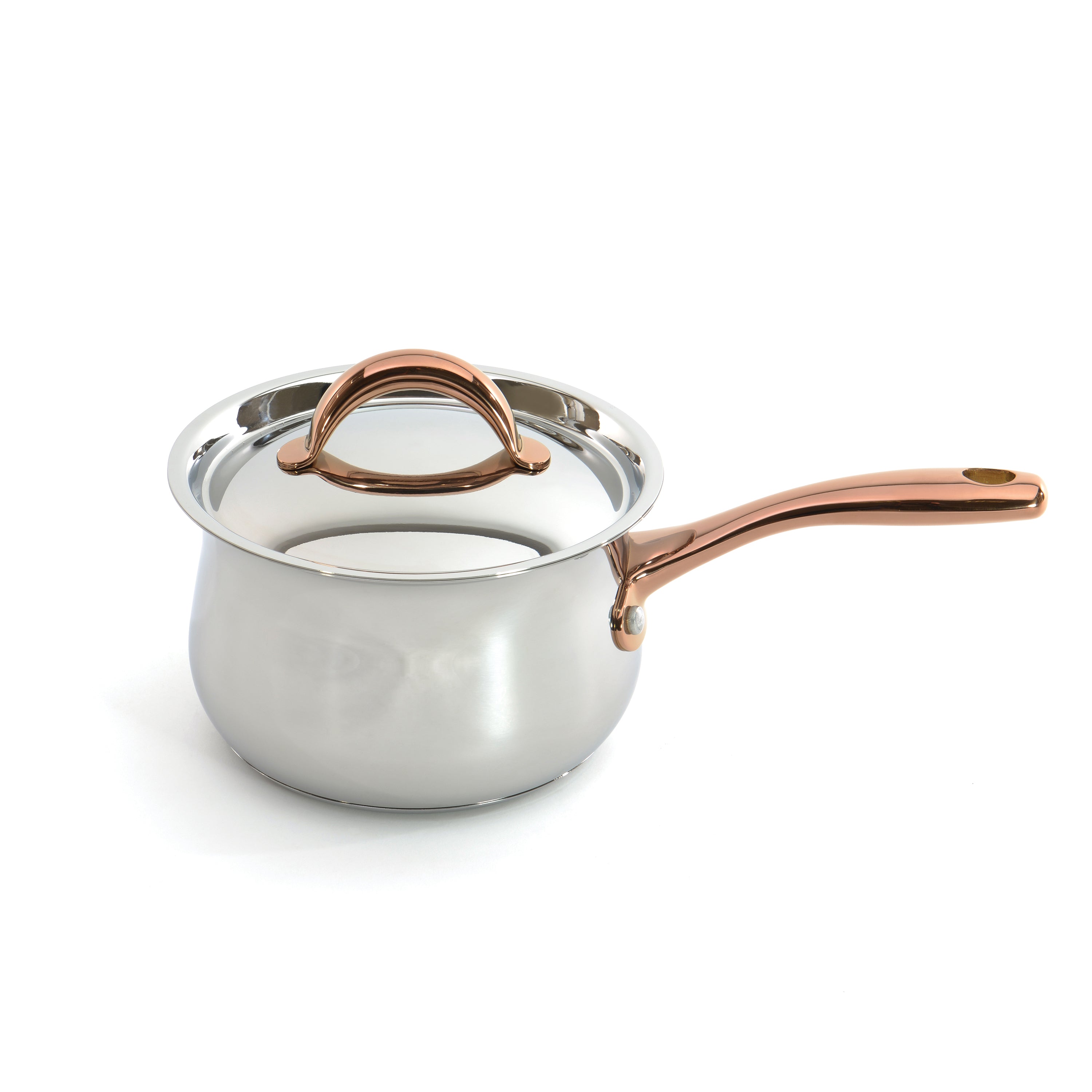 BergHOFF Ouro Gold 14-Piece 18/10 Stainless Steel Cookware Set with Rose Gold Handles & Metal Lids - Premium Kitchen Cookware for Professional Chefs & Home Cooking