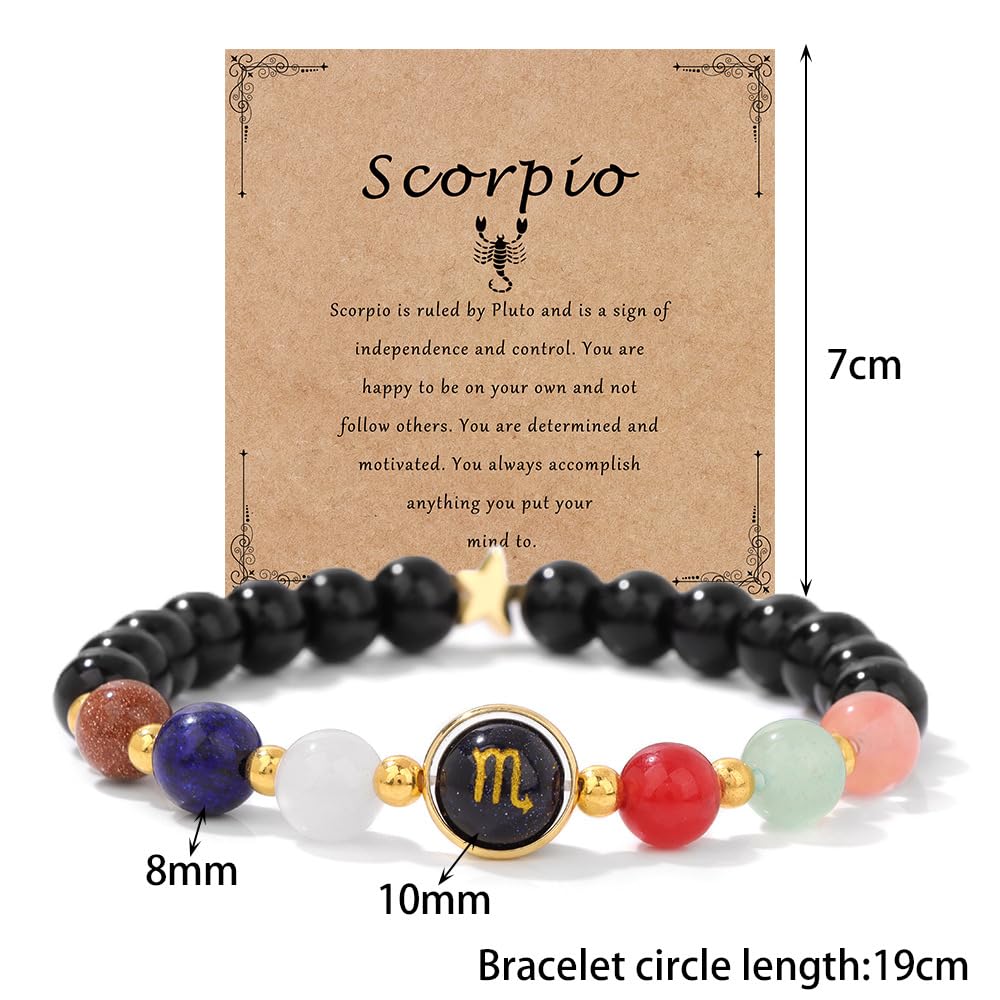 Chakra Zodiac Healing Crystal Bracelet for Women & Men - 12 Constellation Beaded Spiritual Bracelet, Horoscope Birthday Gift for Luck & Inspiration | Perfect for Meditation, Yoga & Energy Healing