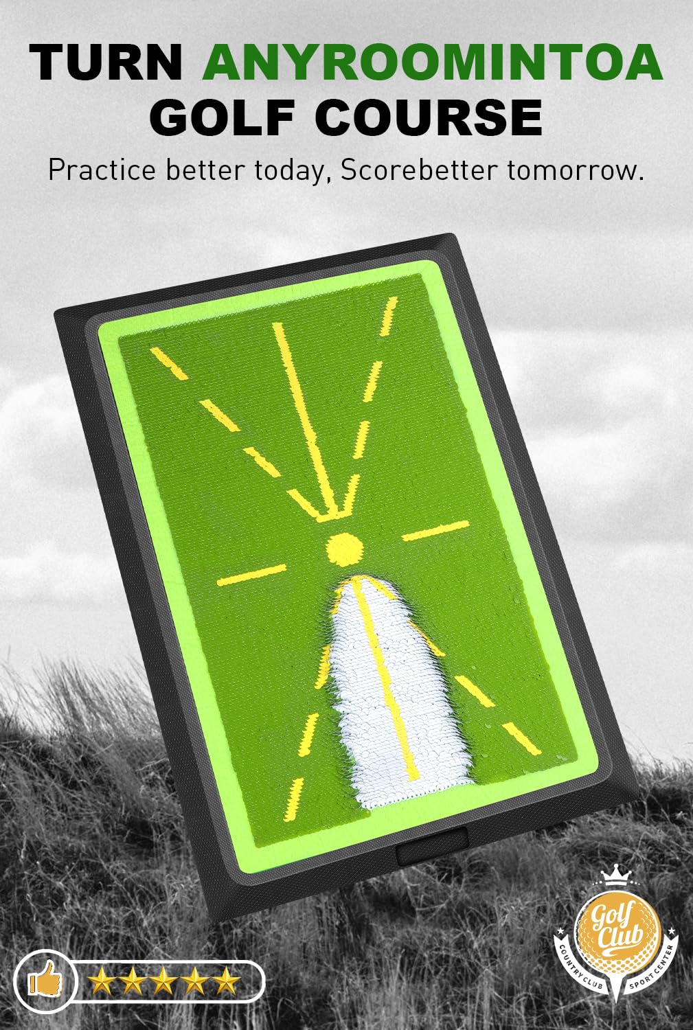 Premium Golf Swing Trainer & Practice Mat - Portable Golf Training Aid for Indoor & Outdoor Use | Improve Swing Mechanics & Accuracy | Perfect for Backyard, Driving Range & Home Practice (Green)