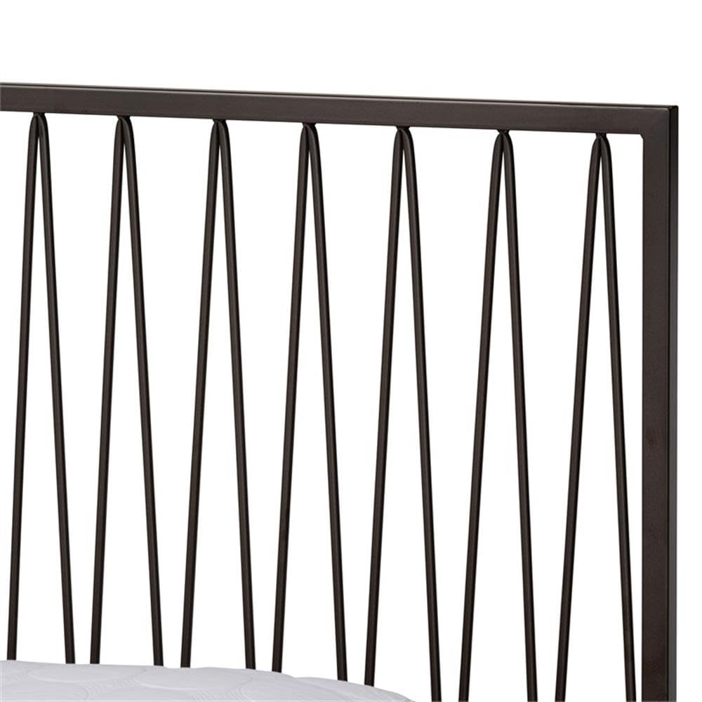 BOWERY HILL Modern Black Metal Full Size Platform Bed Frame - Sturdy & Stylish for Contemporary Bedrooms, Guest Rooms & Small Spaces